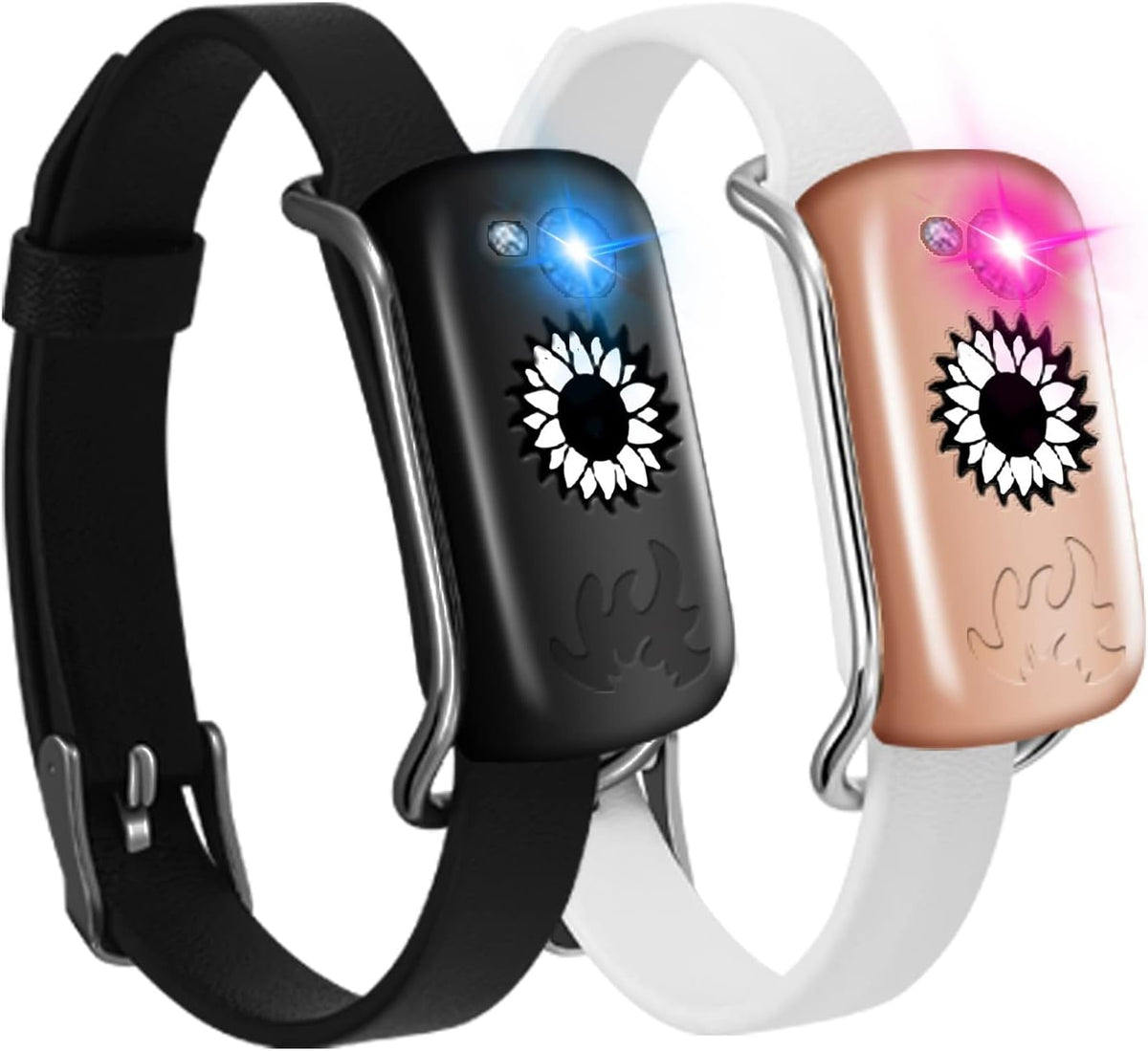 Dacida Long Distance Touch Bracelets, Send SOS SMS, Remote Smart Connection Vibration & Light Up Bracelet for Relationship Couples Girlfriend Boyfriend Family Passing on Love & Miss Gifts Jewelry Black Gold